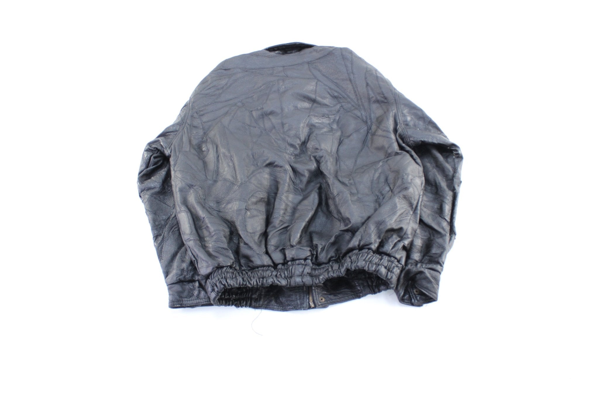Vintage Napoline Black Leather Zip Up Jacket - ThriftedThreads.com