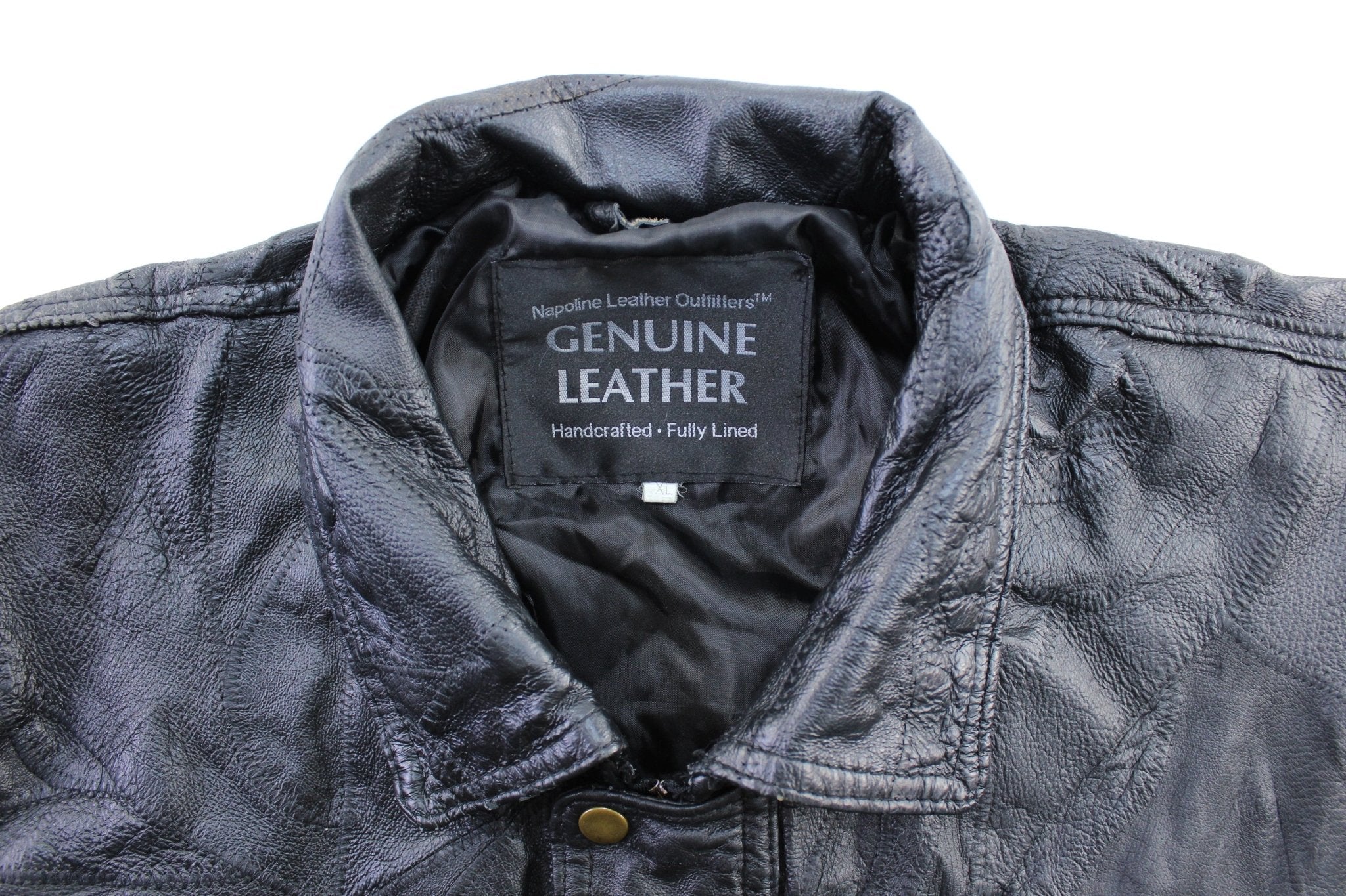 Vintage Napoline Black Leather Zip Up Jacket - Jacket - Thrifted Threads