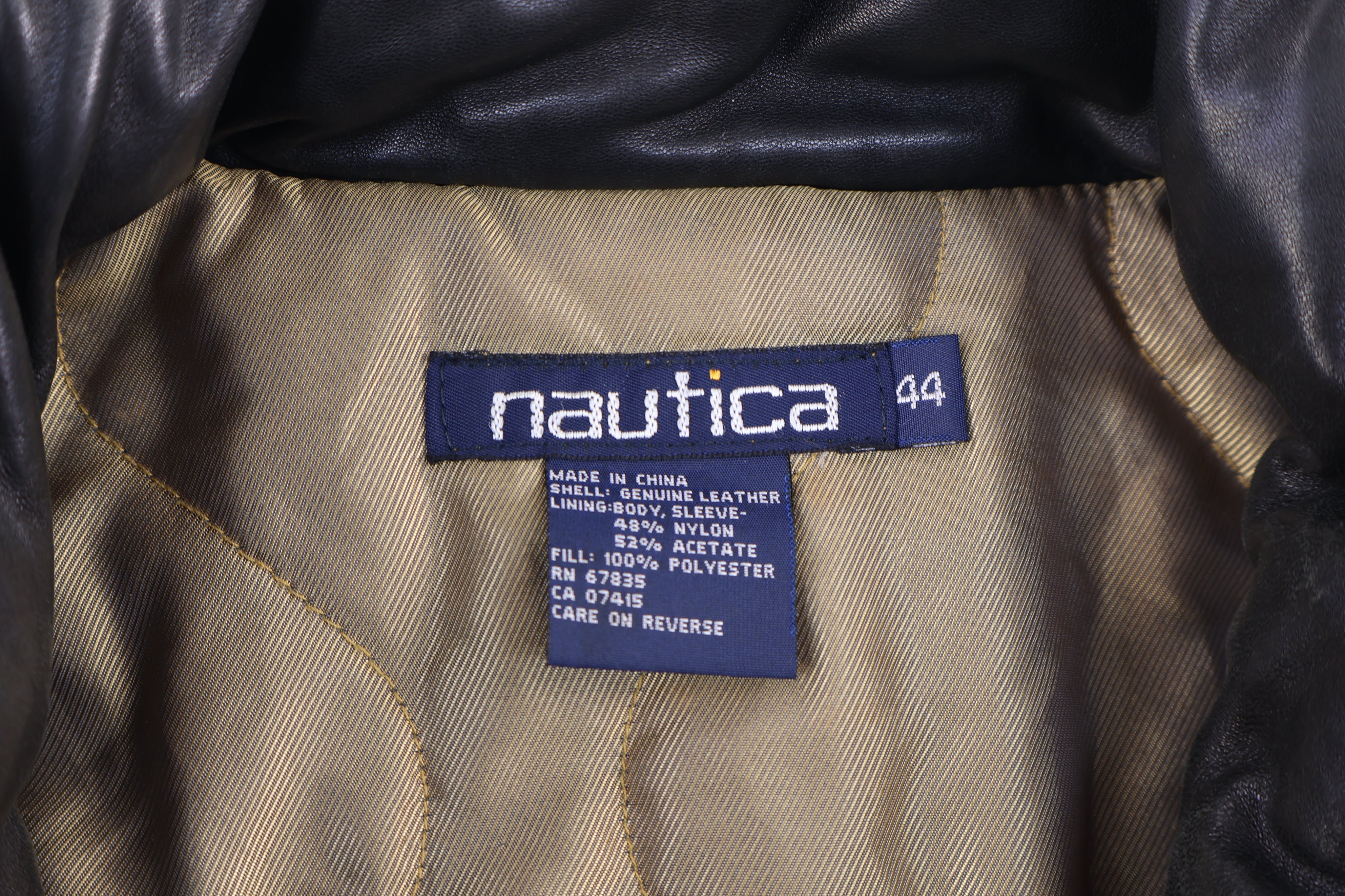 Vintage Nautica Black Leather Full Zip Jacket - Jacket - Thrifted Threads