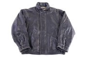 Vintage Nautica Black Leather Full Zip Jacket - Jacket - Thrifted Threads