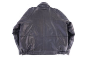 Vintage Nautica Black Leather Full Zip Jacket - Jacket - Thrifted Threads