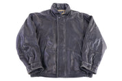 Vintage Nautica Black Leather Full Zip Jacket - Jacket - Thrifted Threads