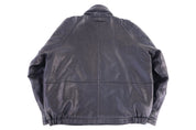 Vintage Nautica Black Leather Full Zip Jacket - Jacket - Thrifted Threads