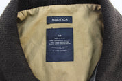 Vintage Nautica Black Leather Zip Up Jacket - ThriftedThreads.com