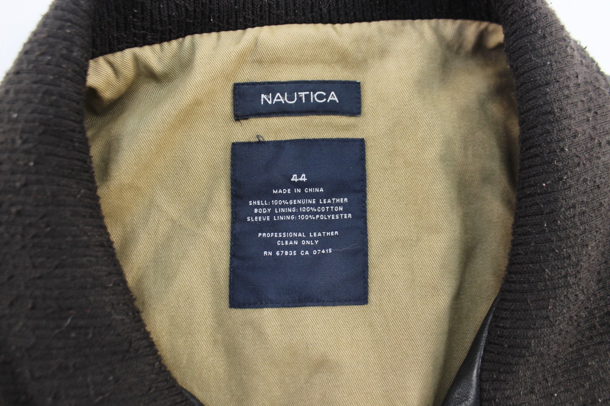 Vintage Nautica Black Leather Zip Up Jacket - ThriftedThreads.com