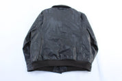 Vintage Nautica Black Leather Zip Up Jacket - ThriftedThreads.com
