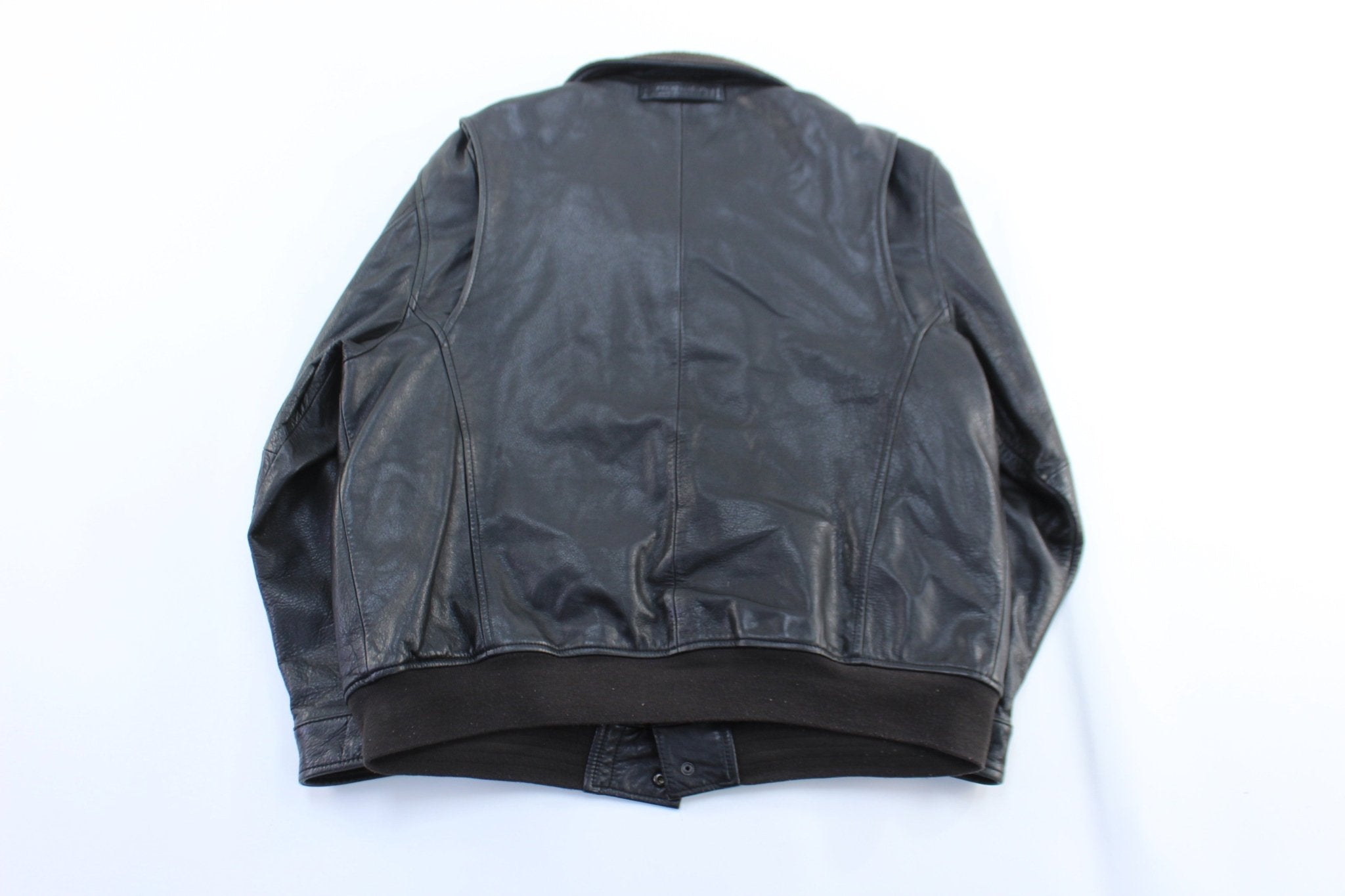 Vintage Nautica Black Leather Zip Up Jacket - ThriftedThreads.com