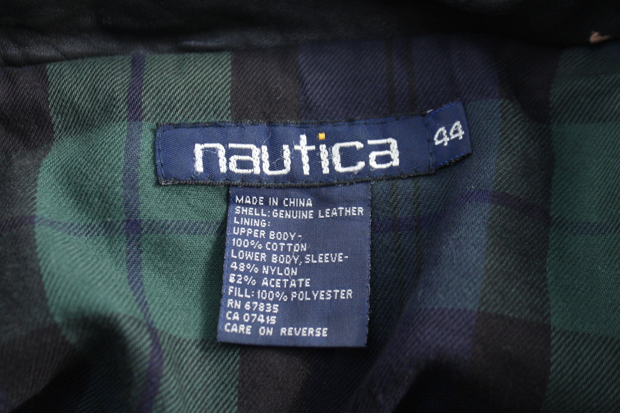 Vintage Nautica Full Zip Black Leather Jacket - Jacket - Thrifted Threads