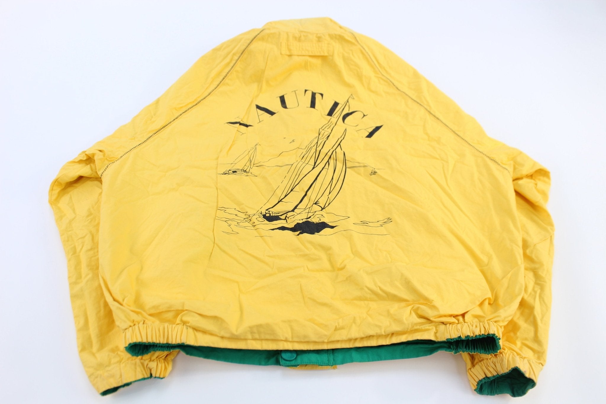 Vintage Nautica Reversible Green & Yellow Zip Up Jacket - ThriftedThreads.com