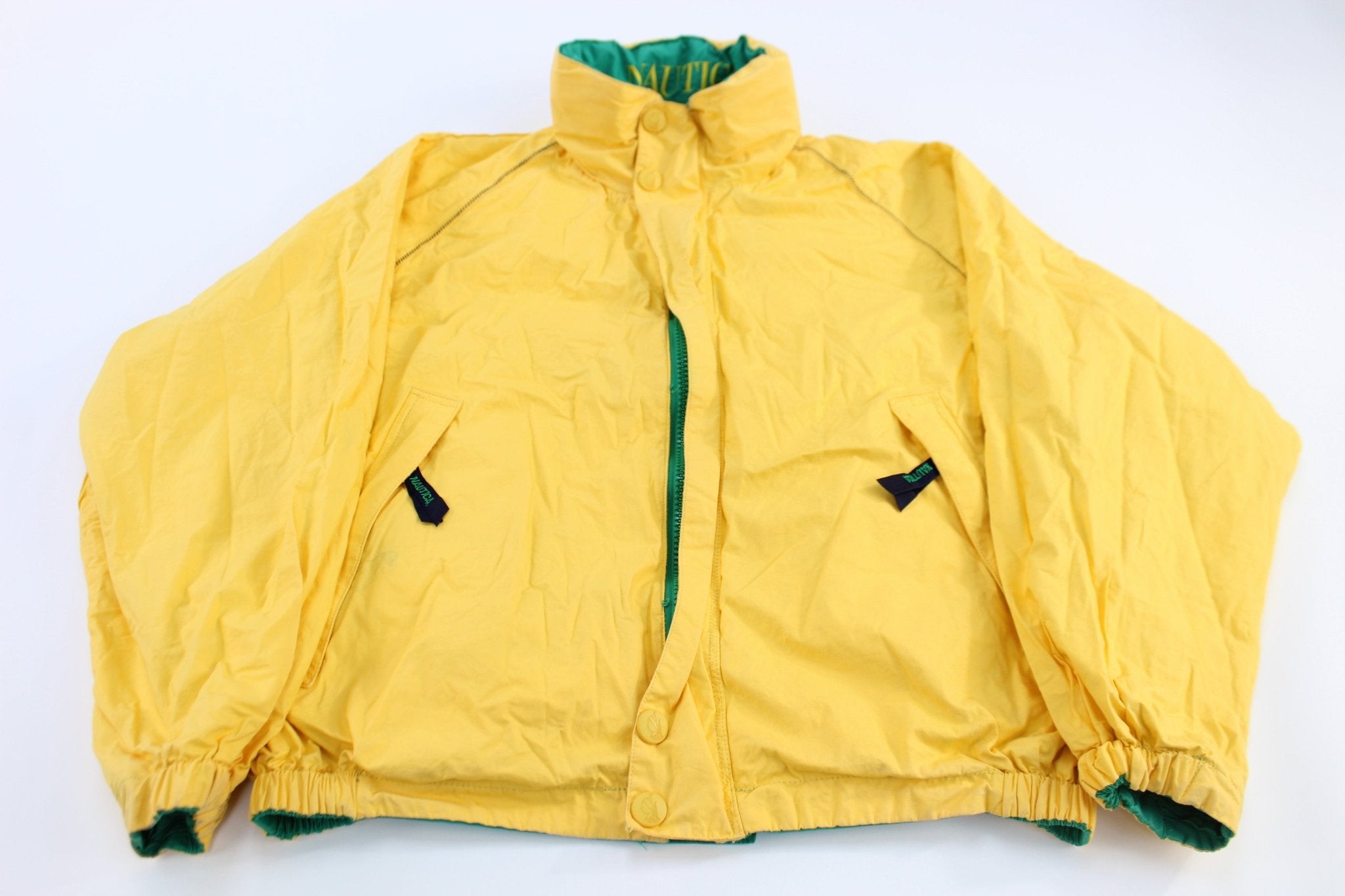 Vintage Nautica Reversible Green & Yellow Zip Up Jacket - ThriftedThreads.com