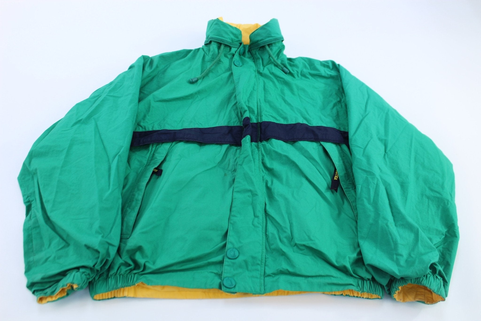 Vintage Nautica Reversible Green & Yellow Zip Up Jacket - ThriftedThreads.com
