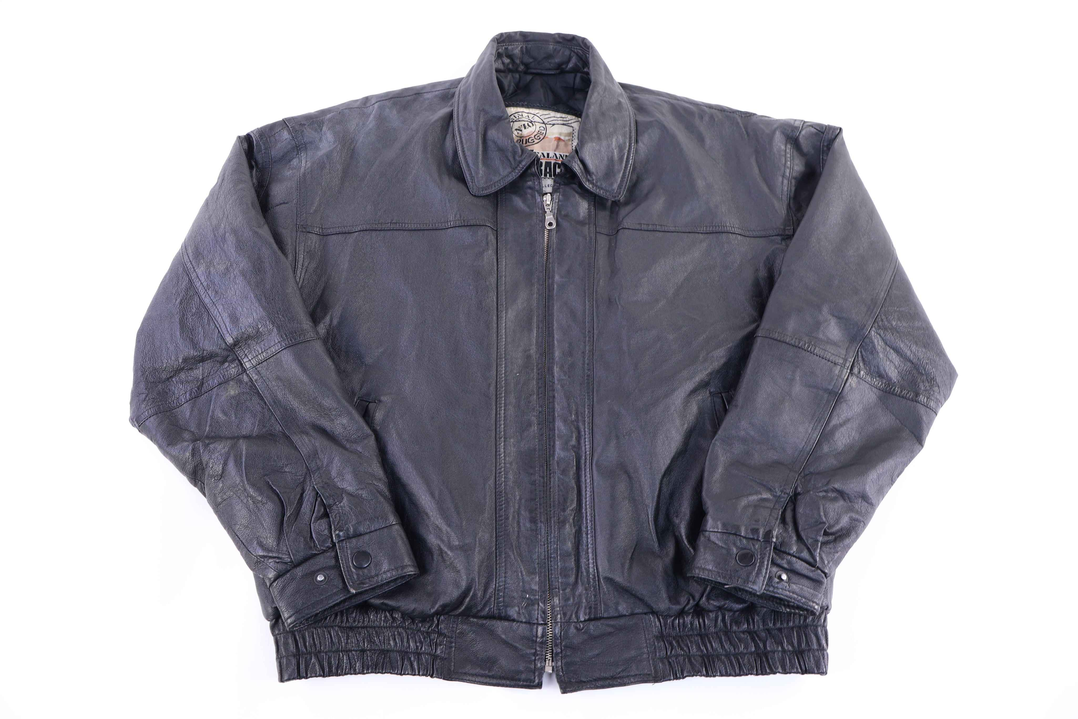 Vintage New Zealand Outback Black Leather Jacket - Jacket - Thrifted Threads