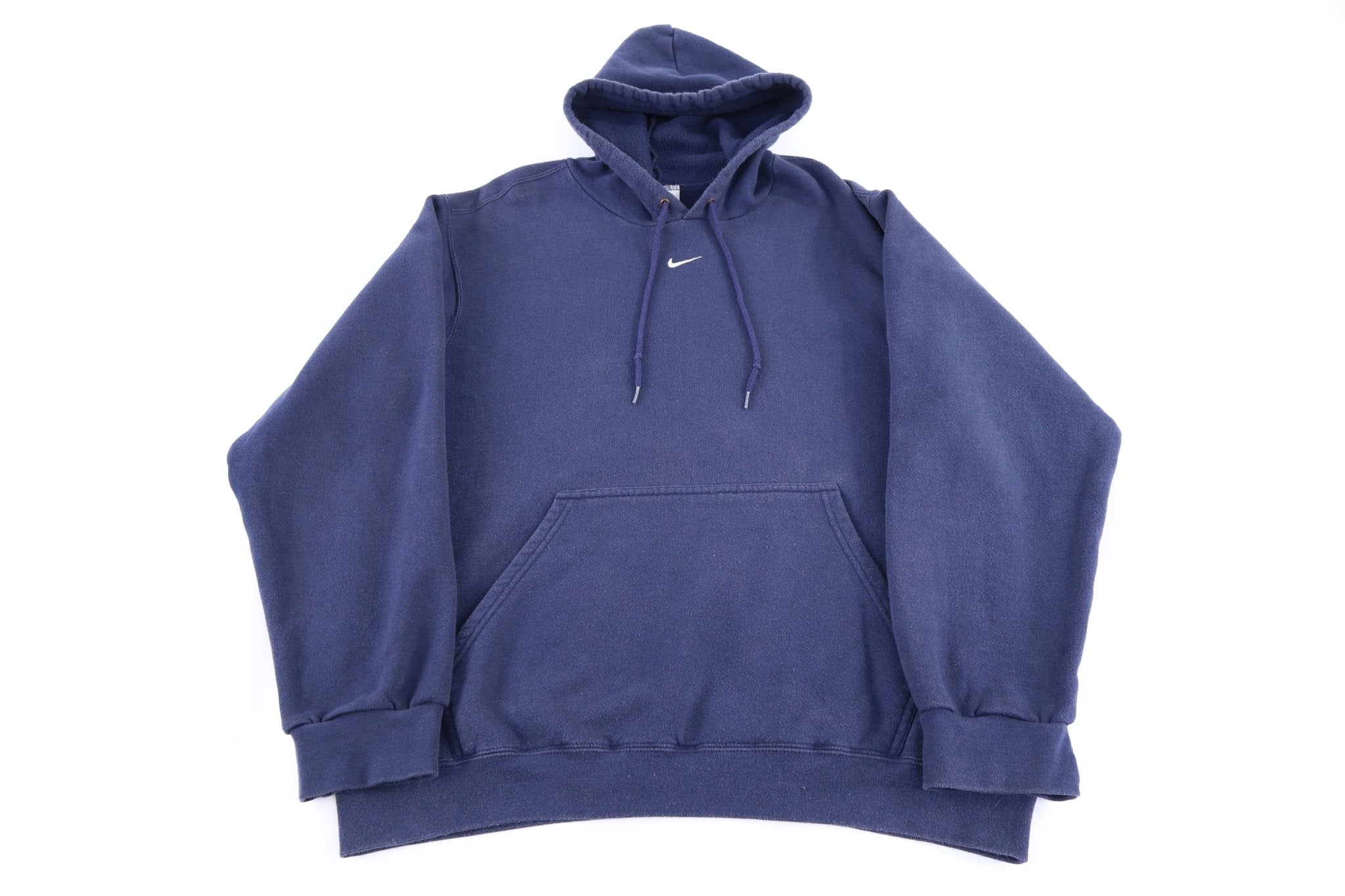Vintage Nike Center Swoosh Embroidered Blue Pullover Hoodie - Sweatshirt - Thrifted Threads