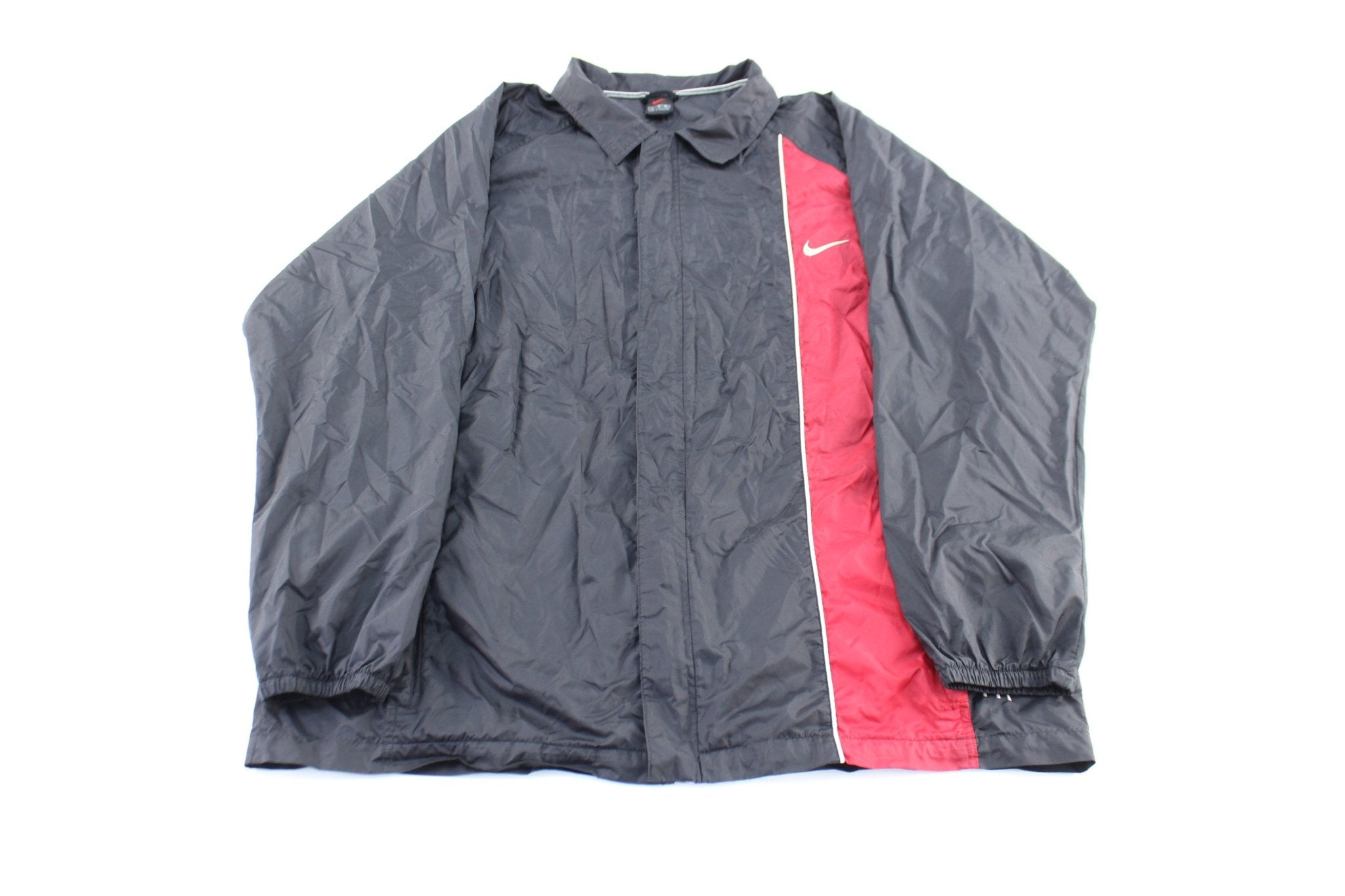 Vintage Nike Embroidered Logo Black & Red Zip Up Jacket - ThriftedThreads.com