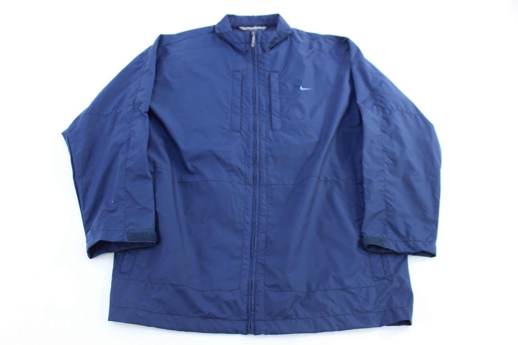 Vintage Nike Embroidered Logo Blue Full Zip Parka Jacket - Jacket - Thrifted Threads