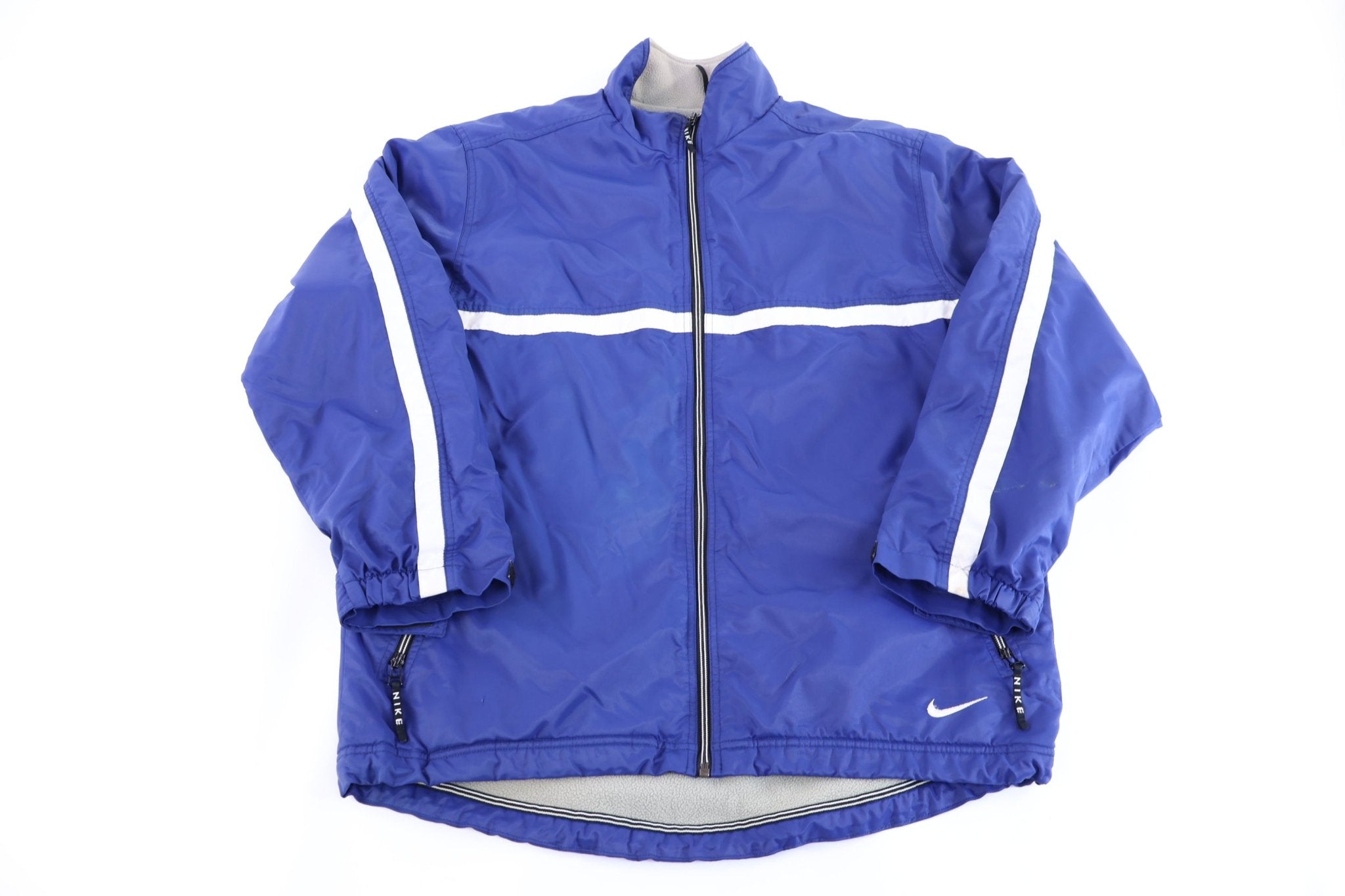 Vintage Nike Embroidered Logo Blue & White Full Zip Jacket - Jacket - Thrifted Threads
