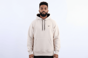 Vintage Nike Embroidered Logo Cream Pullover Hoodie - Sweatshirt - Thrifted Threads