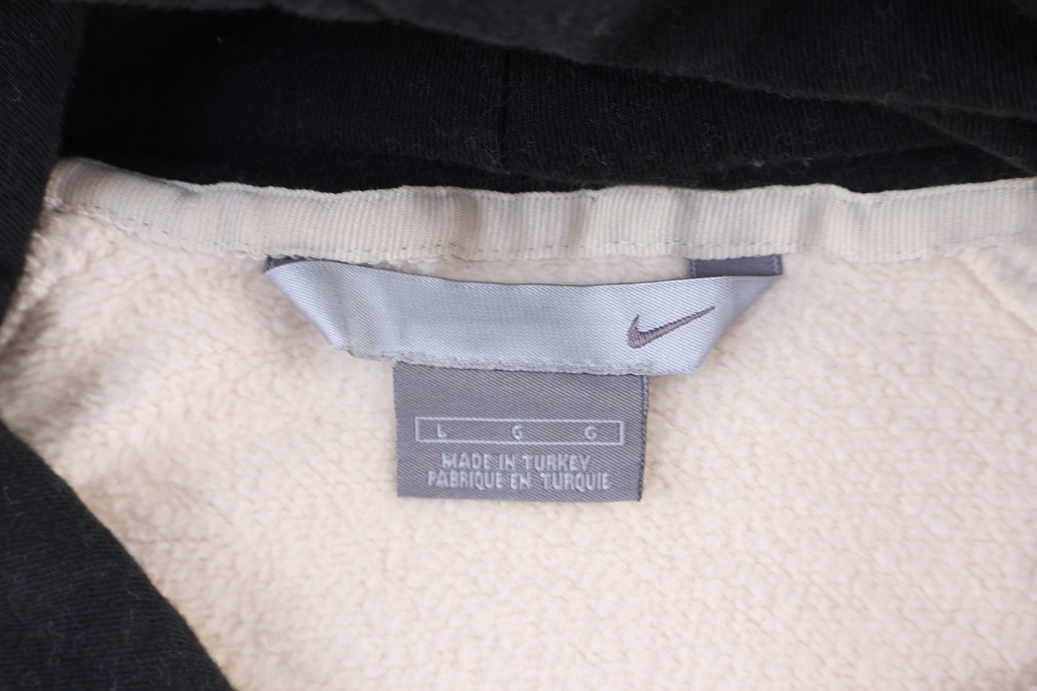 Vintage Nike Embroidered Logo Cream Pullover Hoodie - Sweatshirt - Thrifted Threads