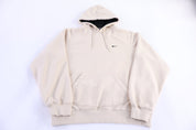 Vintage Nike Embroidered Logo Cream Pullover Hoodie - Sweatshirt - Thrifted Threads