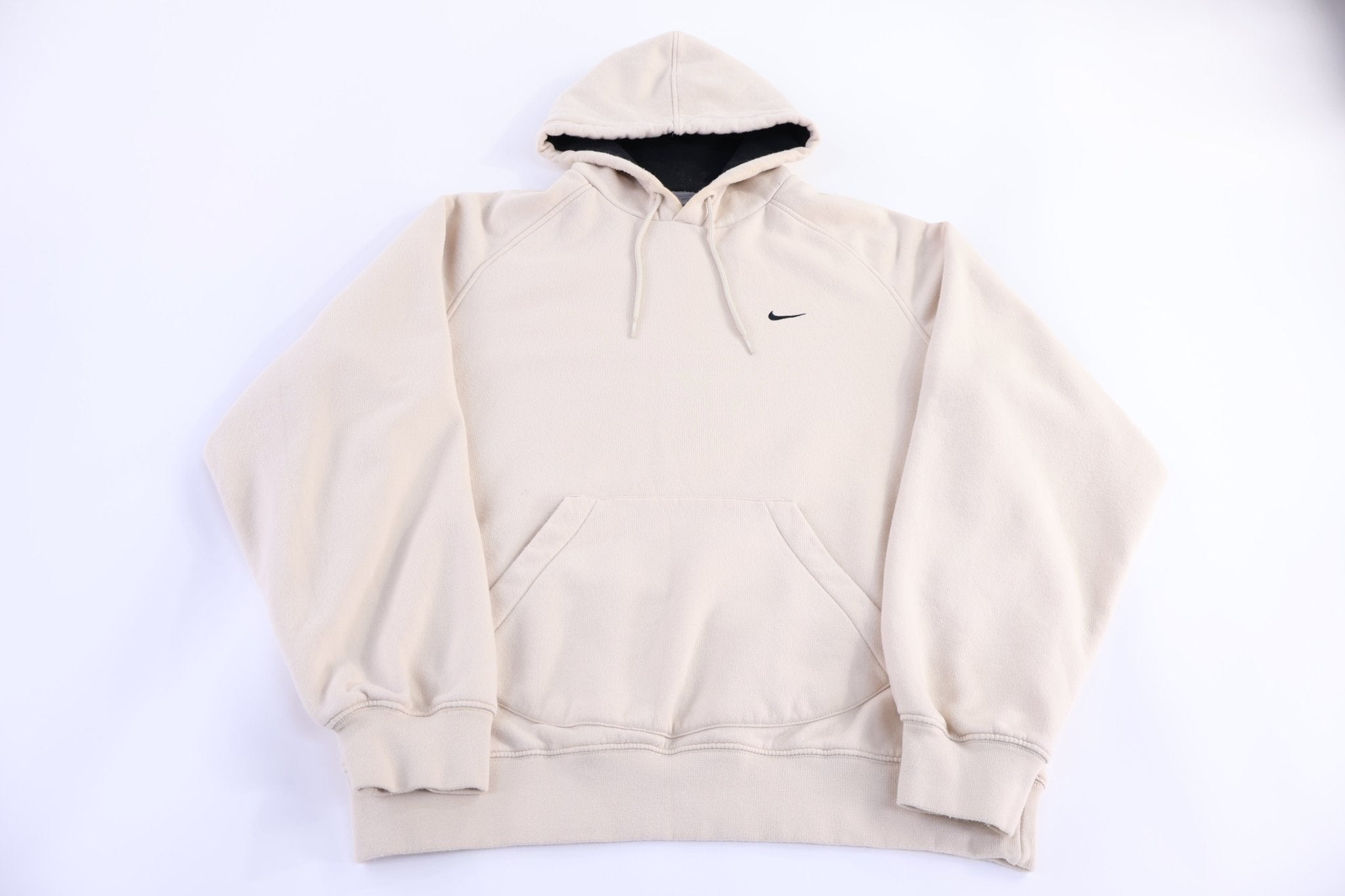 Vintage Nike Embroidered Logo Cream Pullover Hoodie - Sweatshirt - Thrifted Threads