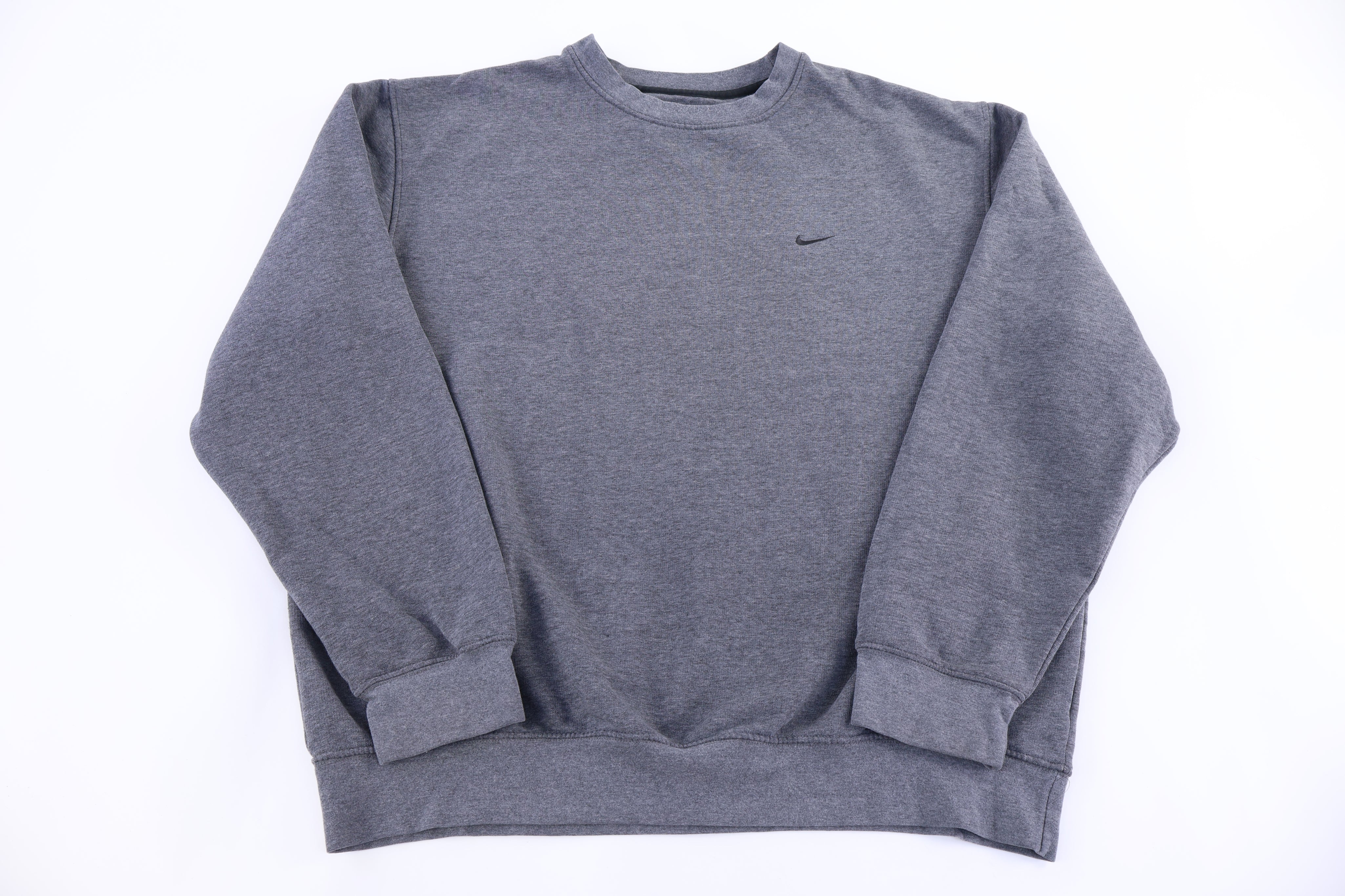 Vintage Nike Embroidered Logo Grey Blank Sweatshirt - Sweatshirt - Thrifted Threads
