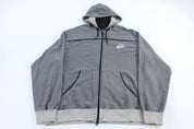 Vintage Nike Embroidered Logo Grey Full Zip Hoodie - Jacket - Thrifted Threads