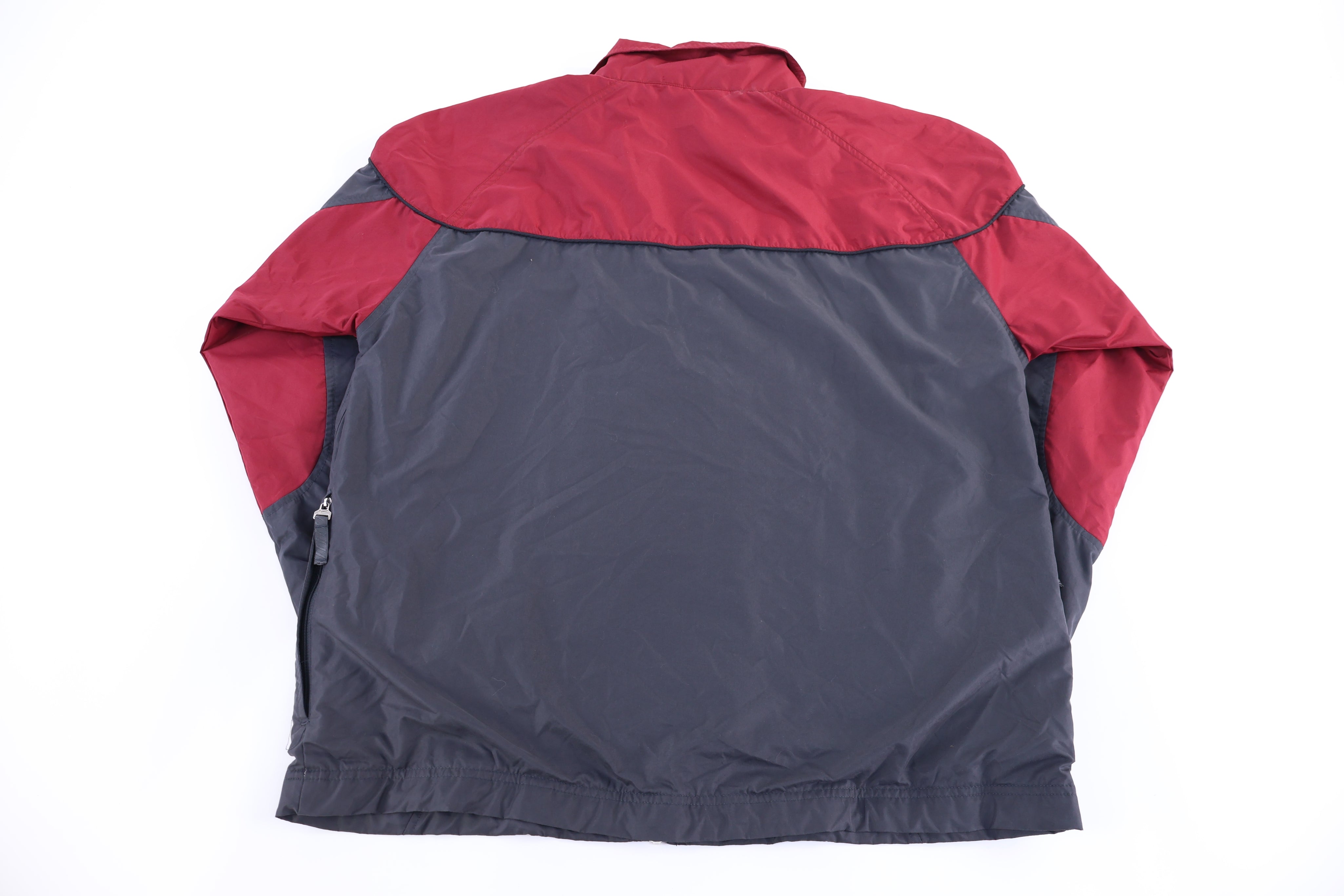 Vintage Nike Embroidered Logo Grey & Red Full Zip Windbreaker - Jacket - Thrifted Threads