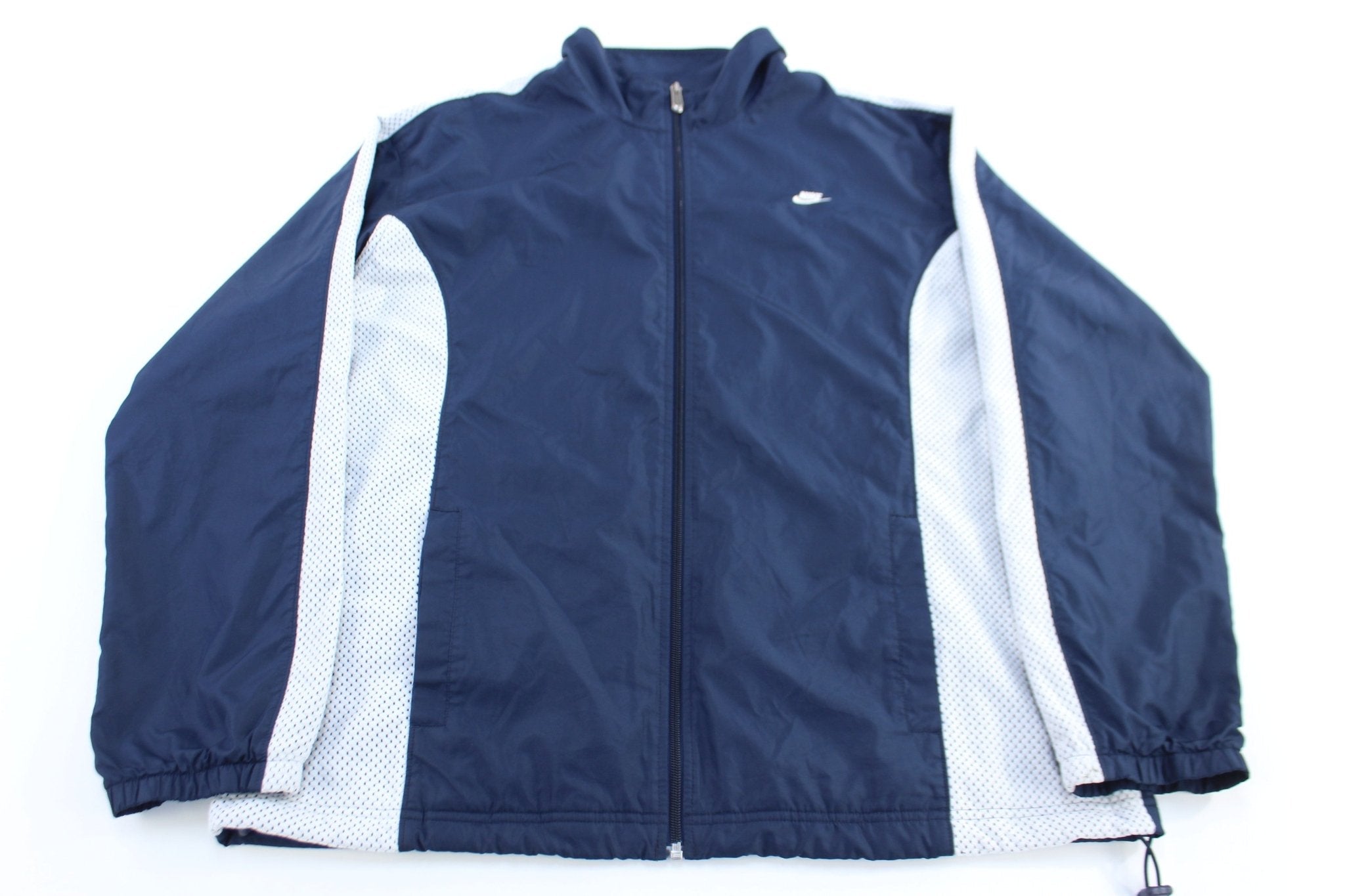 Vintage Nike Embroidered Logo White & Blue Full Zip Jacket - Jacket - Thrifted Threads