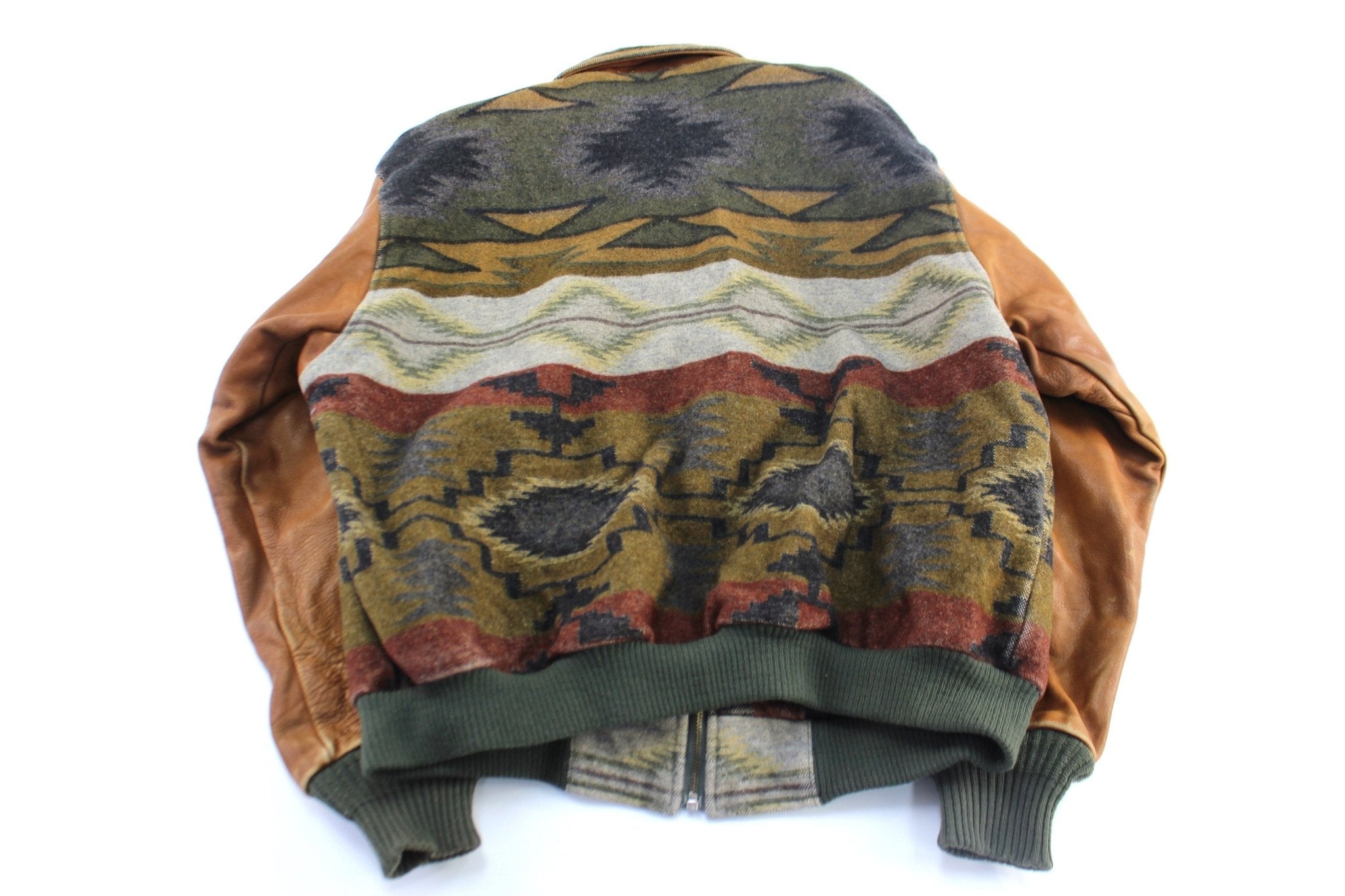 Vintage Pendleton Woolen Mills Aztec Patterned Leather Jacket - Jacket - Thrifted Threads