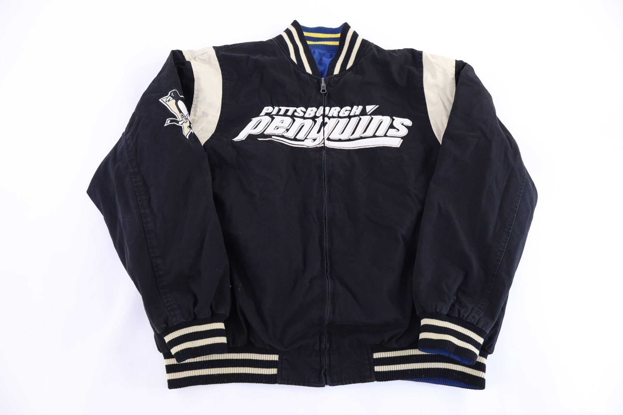 Vintage Pittsburgh Penguins Hockey Reversible Bomber Jacket - Jacket - Thrifted Threads