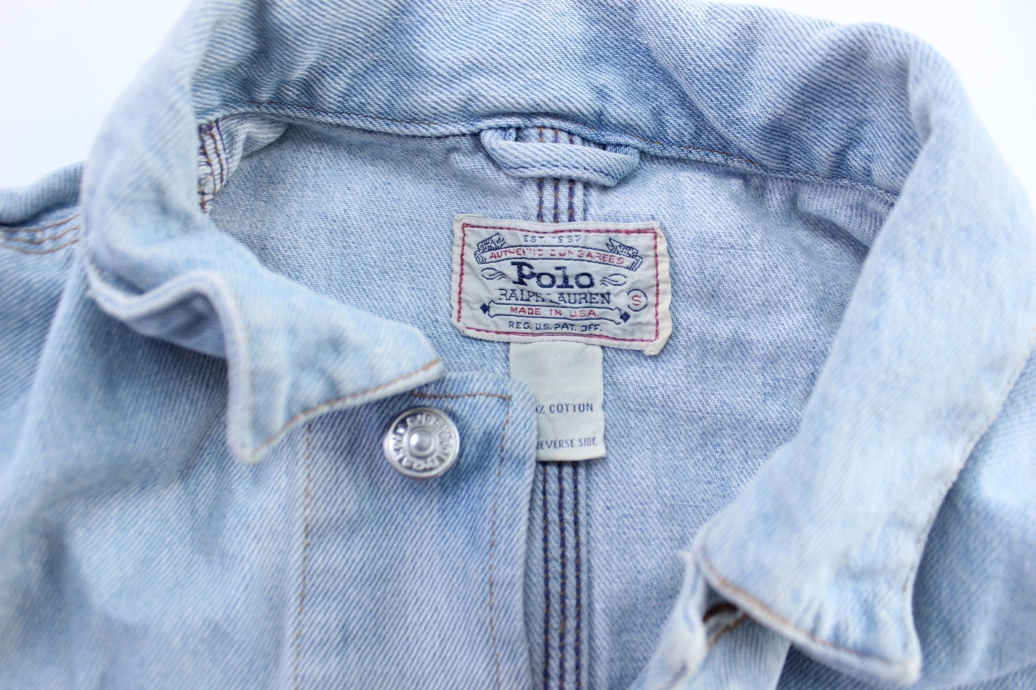 Vintage Polo Ralph Lauren Light Wash Denim Jacket - ThriftedThreads.com