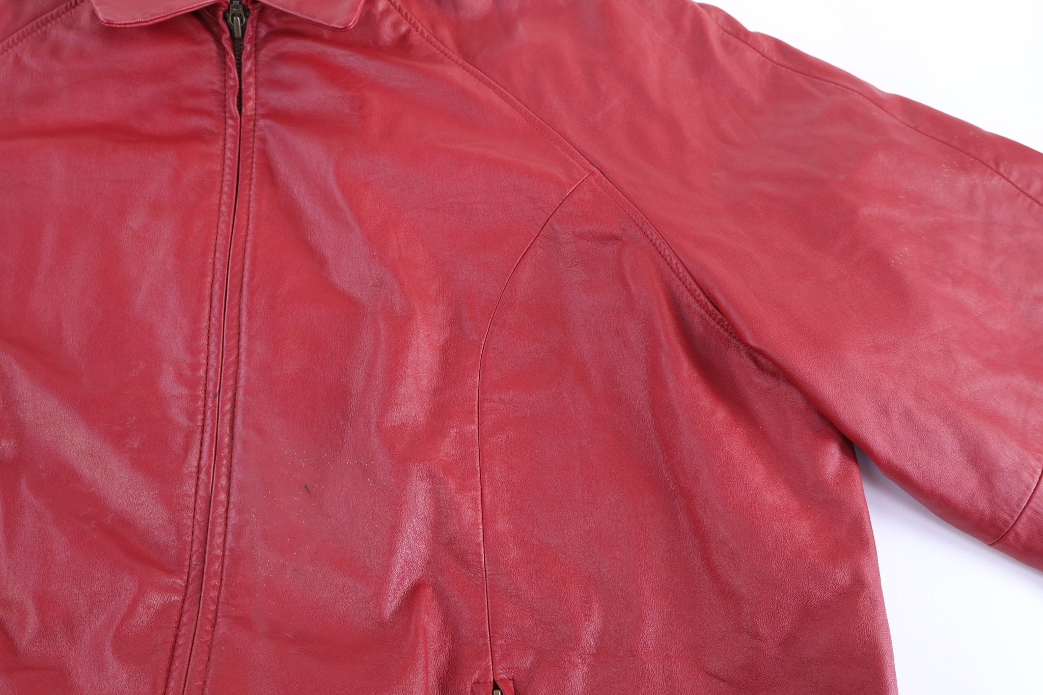 Vintage Preston & York Red Full Zip Leather Jacket - Jacket - Thrifted Threads