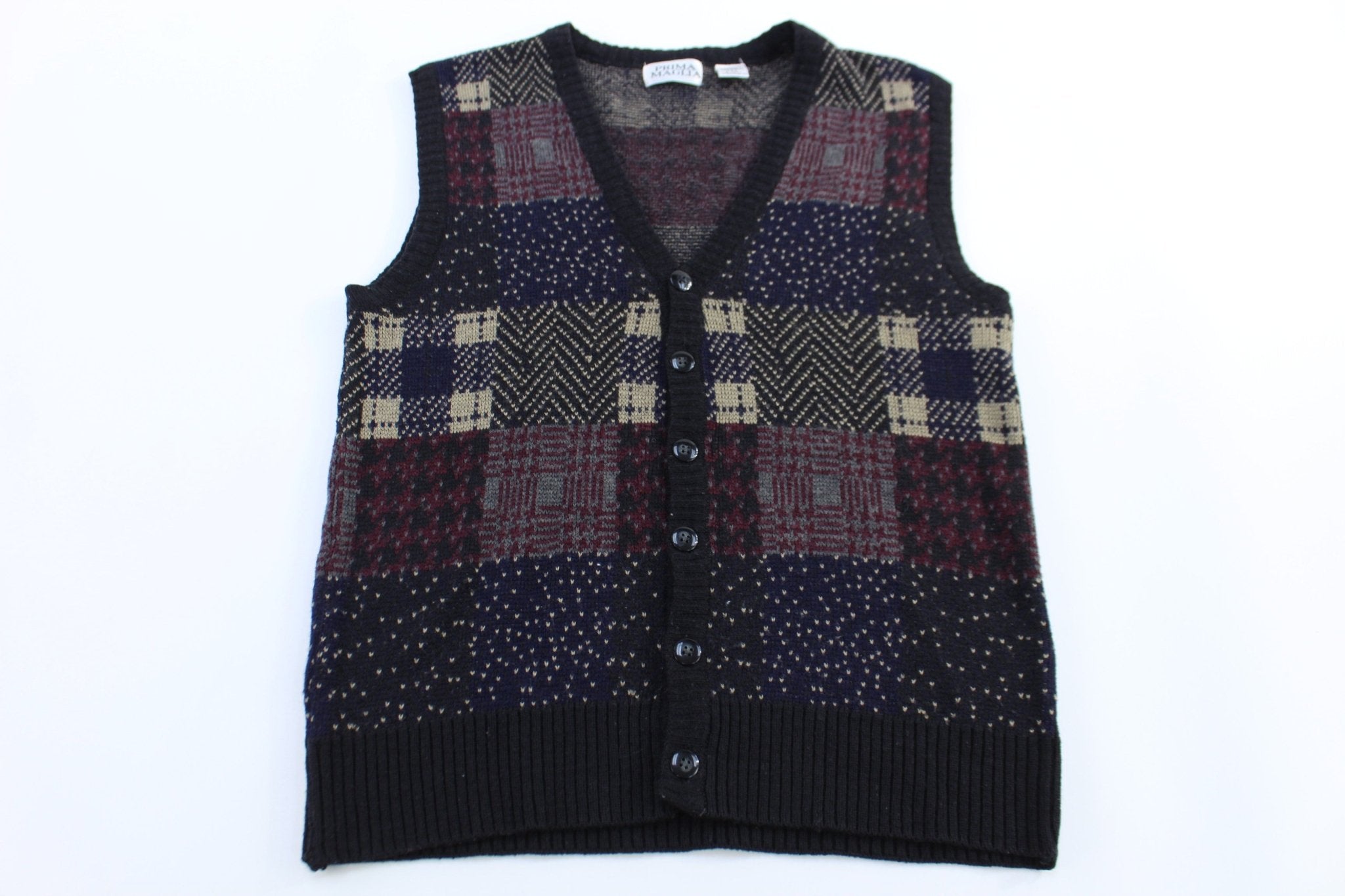 Vintage Prima Maglia Multipatterned Knit Vest - ThriftedThreads.com