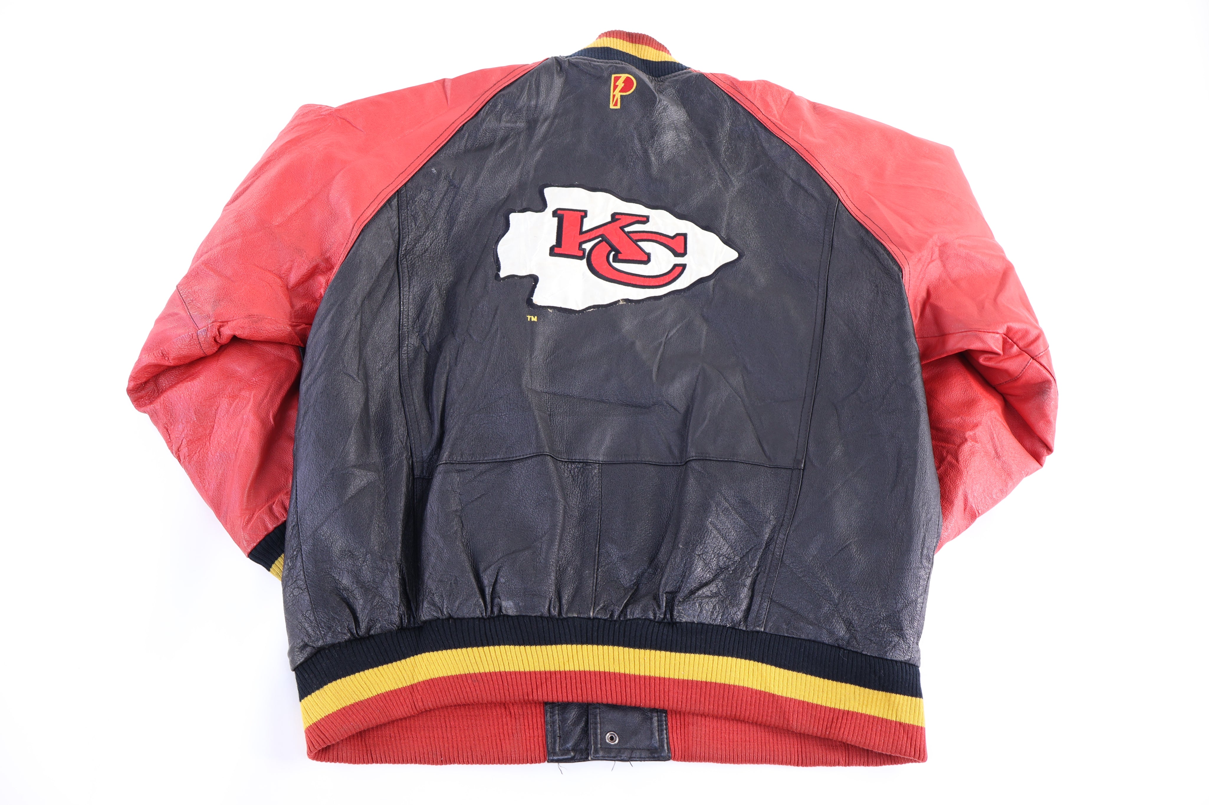 Vintage Pro Player Kansas City Chiefs Football Full Zip Leather Jacket - Jacket - Thrifted Threads