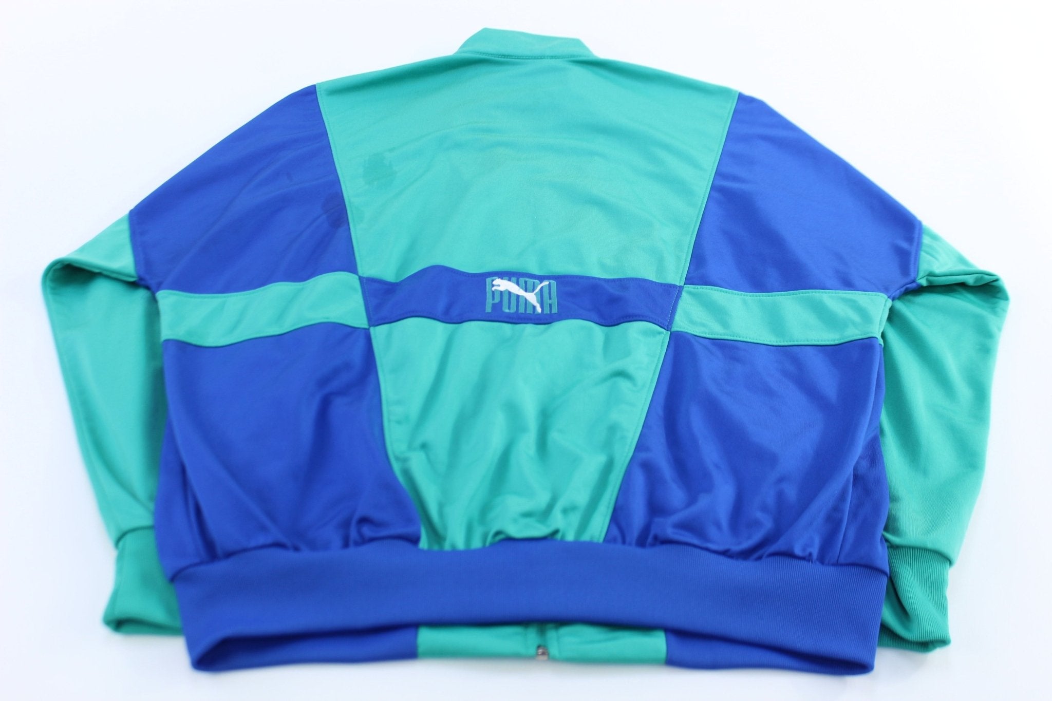Vintage Puma Embroidered Logo Aqua & Blue Colorblock Track Jacket ...