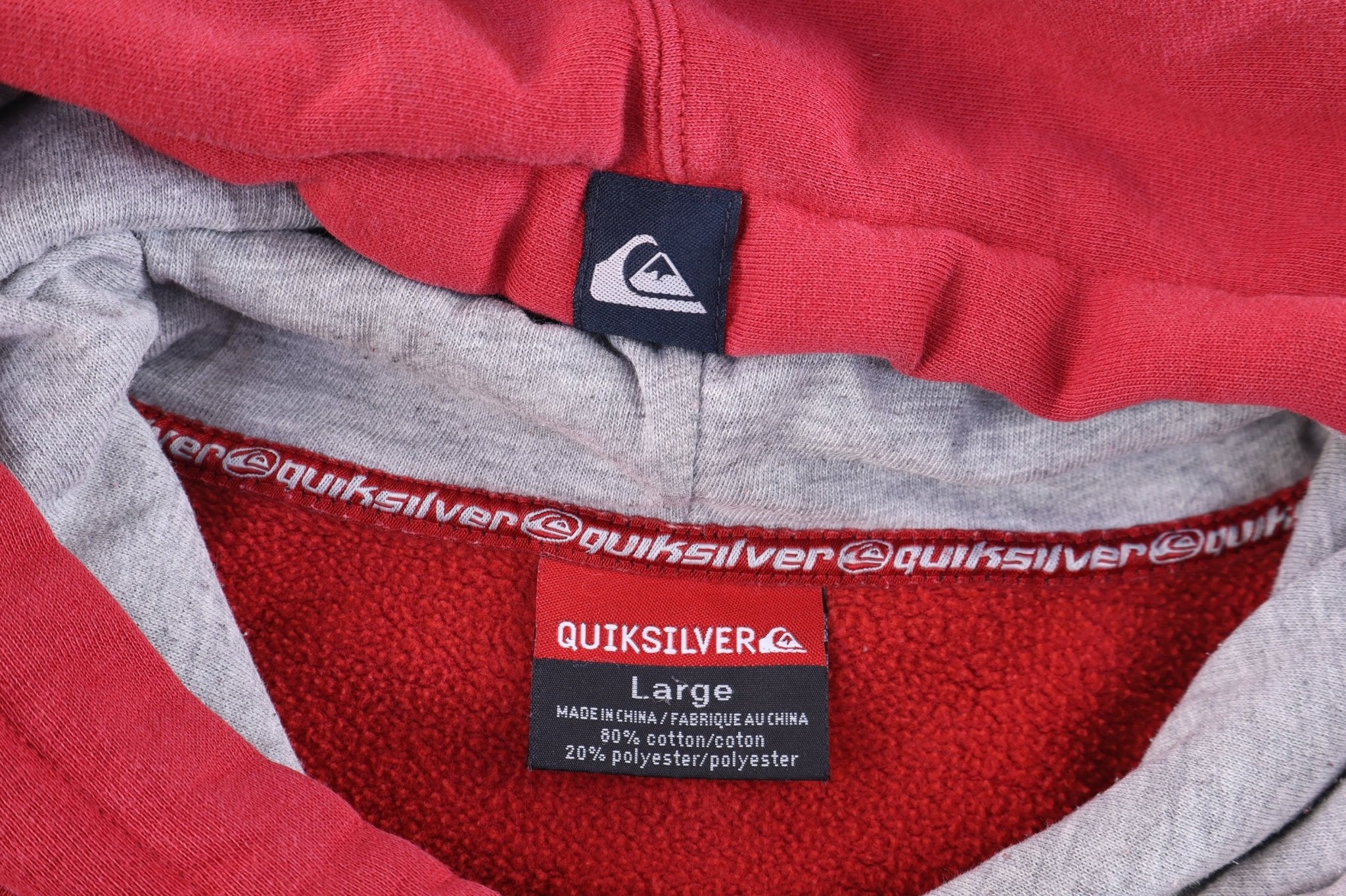 Vintage Quiksilver Embroidered Red Pullover Hoodie - Sweatshirt - Thrifted Threads