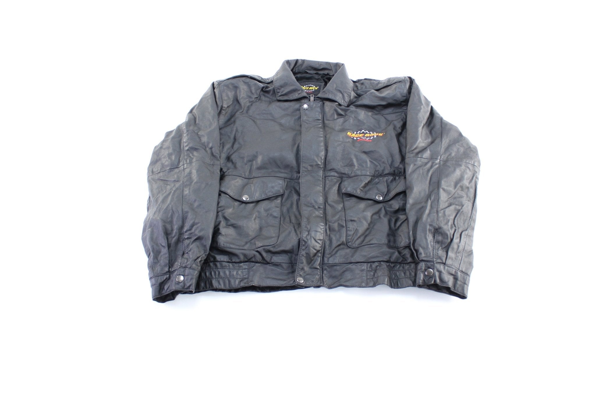 Vintage Race Rock Orlando Embroidered Leather Zip Up Jacket - Jacket - Thrifted Threads