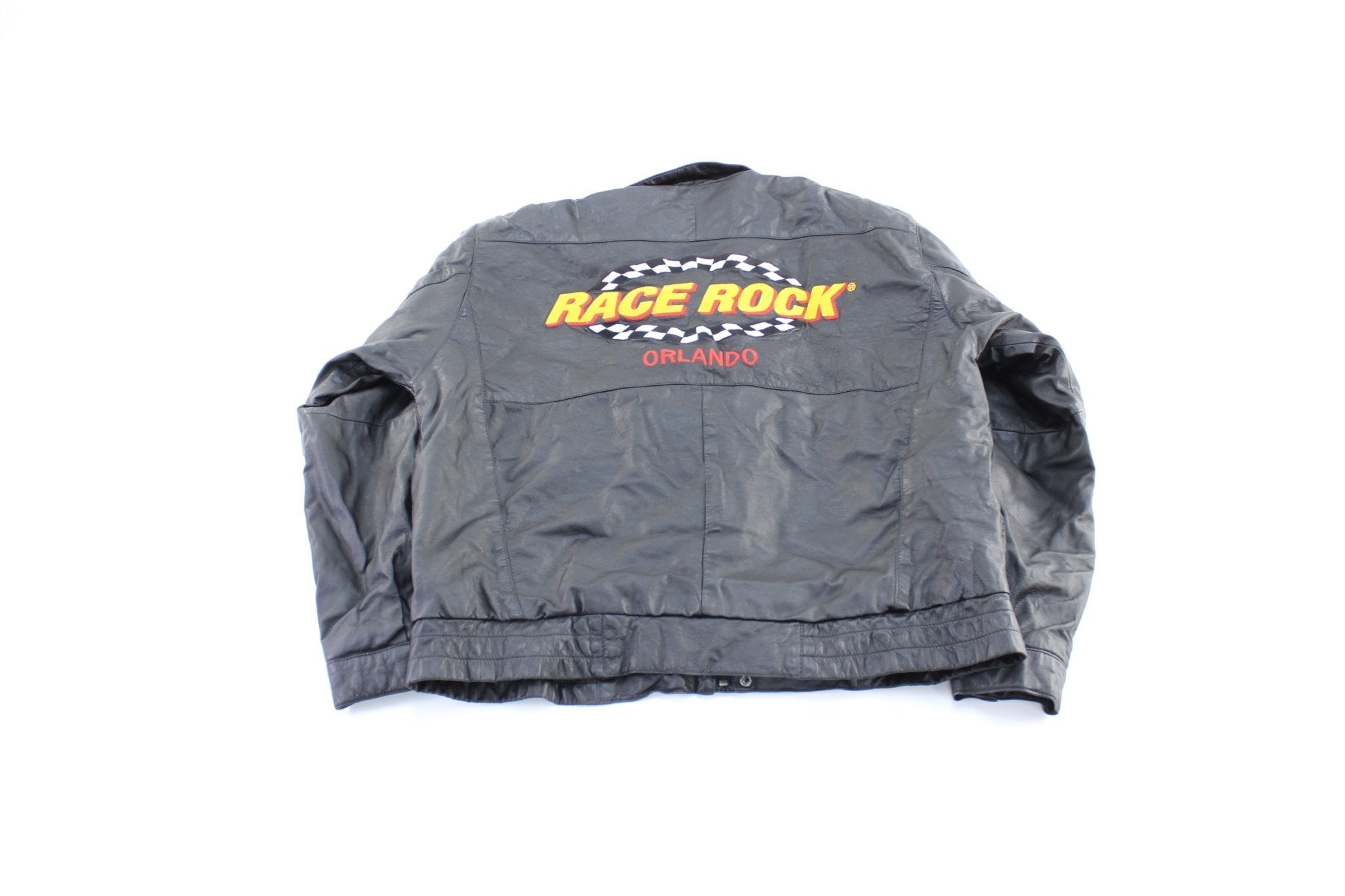 Vintage Race Rock Orlando Embroidered Leather Zip Up Jacket - Jacket - Thrifted Threads