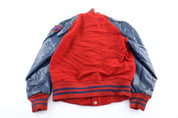 Vintage Red & Blue Leather Varsity Jacket - ThriftedThreads.com
