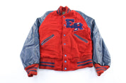 Vintage Red & Blue Leather Varsity Jacket - Jacket - Thrifted Threads
