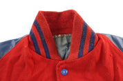 Vintage Red & Blue Leather Varsity Jacket - Jacket - Thrifted Threads