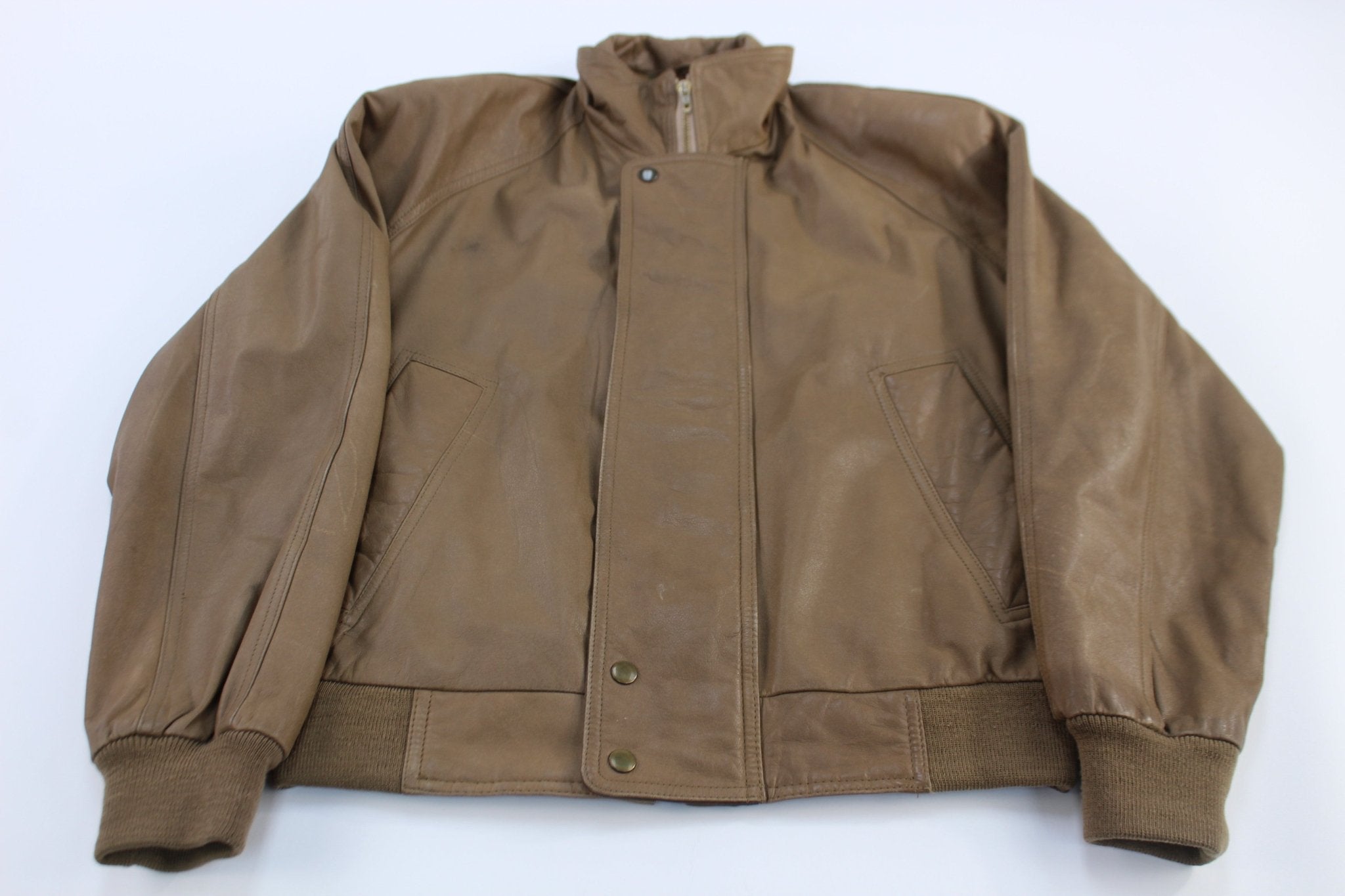 Vintage RedHead Brown Leather Zip Up Jacket - ThriftedThreads.com