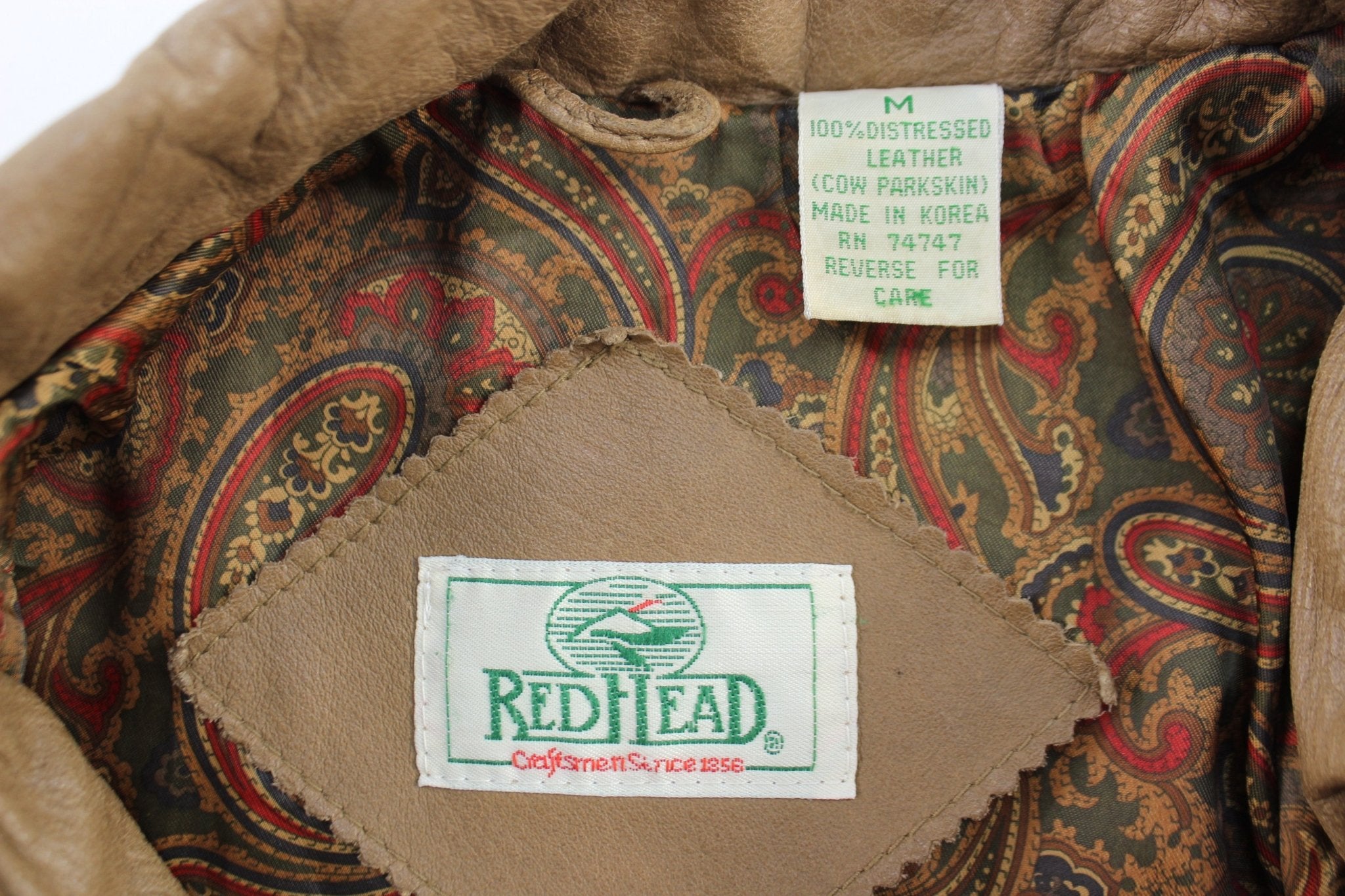 Vintage RedHead Brown Leather Zip Up Jacket - ThriftedThreads.com