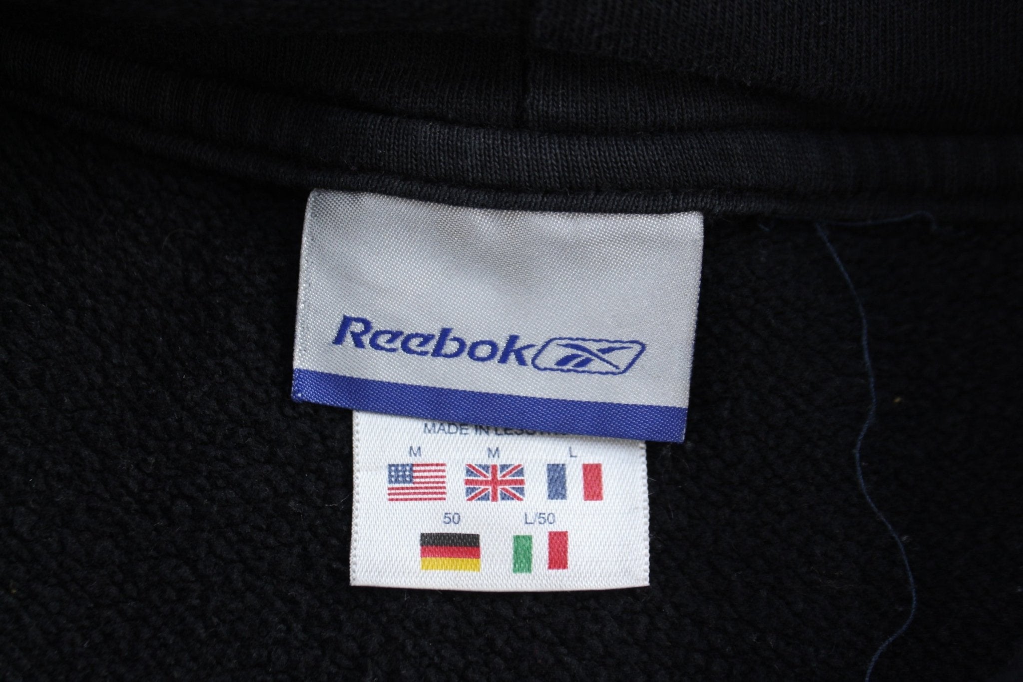 Vintage Reebok Embroidered Logo Black Pullover Hoodie - Sweatshirt - Thrifted Threads