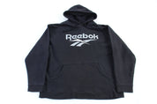 Vintage Reebok Embroidered Logo Black Pullover Hoodie - Sweatshirt - Thrifted Threads