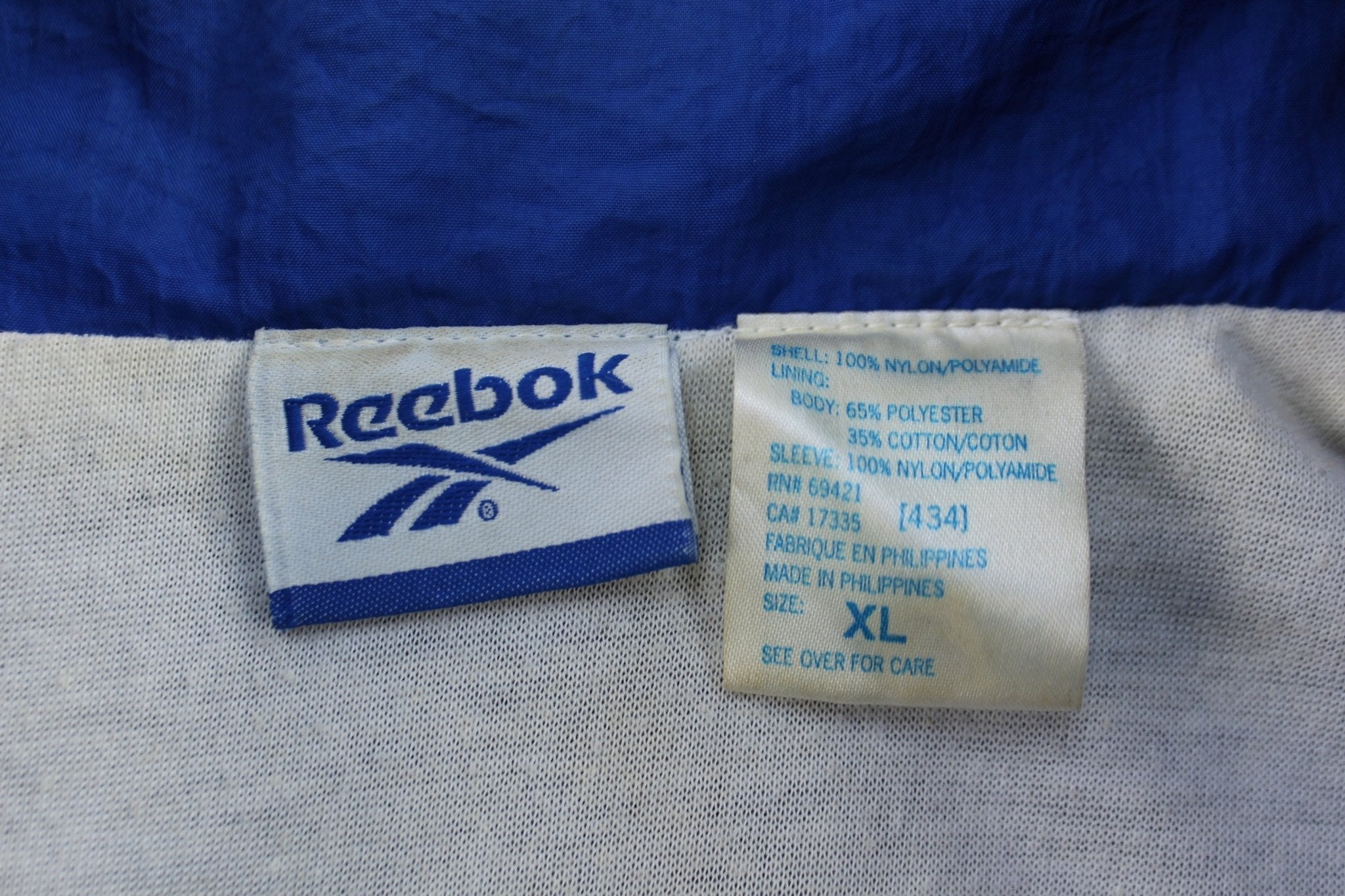 Vintage Reebok Embroidered Logo Blue, Black & White Jacket - Jackets - Thrifted Threads