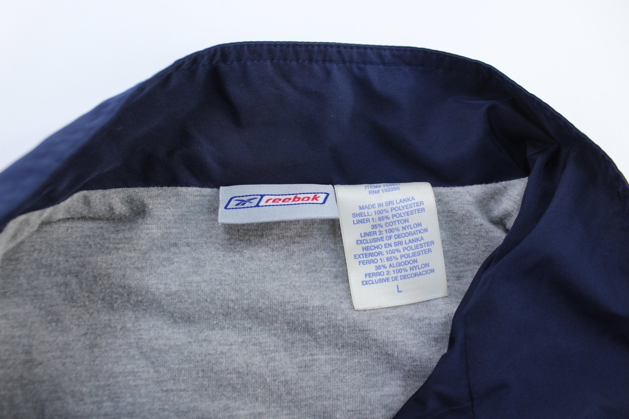 Vintage Reebok Embroidered Logo Blue & Grey Zip Up Jacket - Jacket - Thrifted Threads