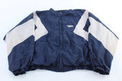 Vintage Reebok Embroidered Logo Blue & White Windbreaker Jacket - ThriftedThreads.com