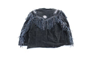 Vintage Scully Black Fringed Suede Jacket - ThriftedThreads.com