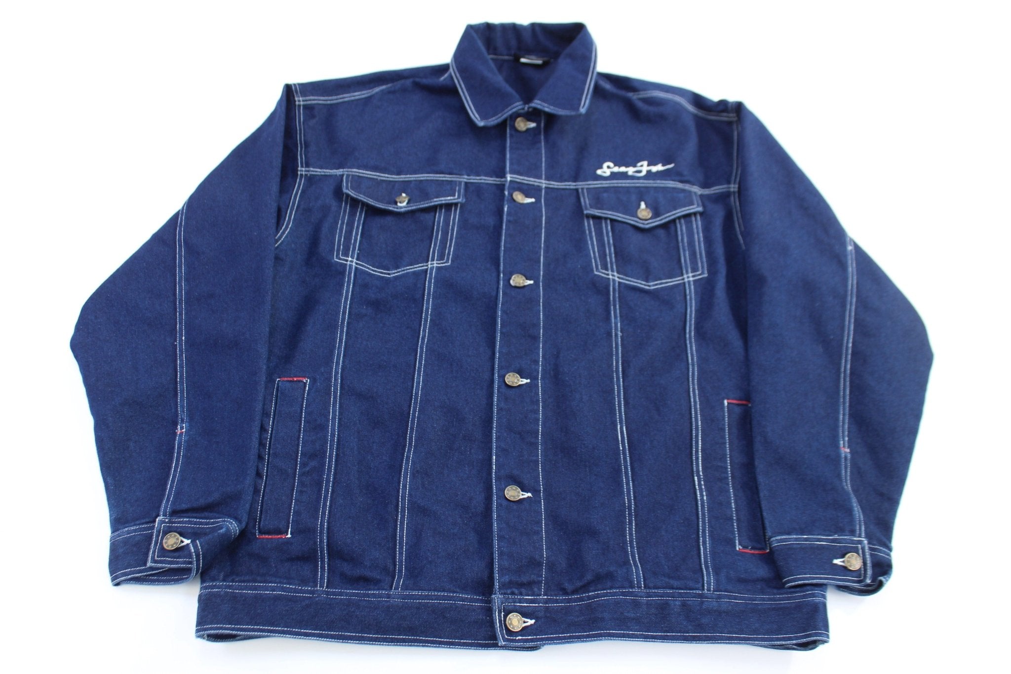 Vintage Sean John Dark Wash Denim Jacket - ThriftedThreads.com